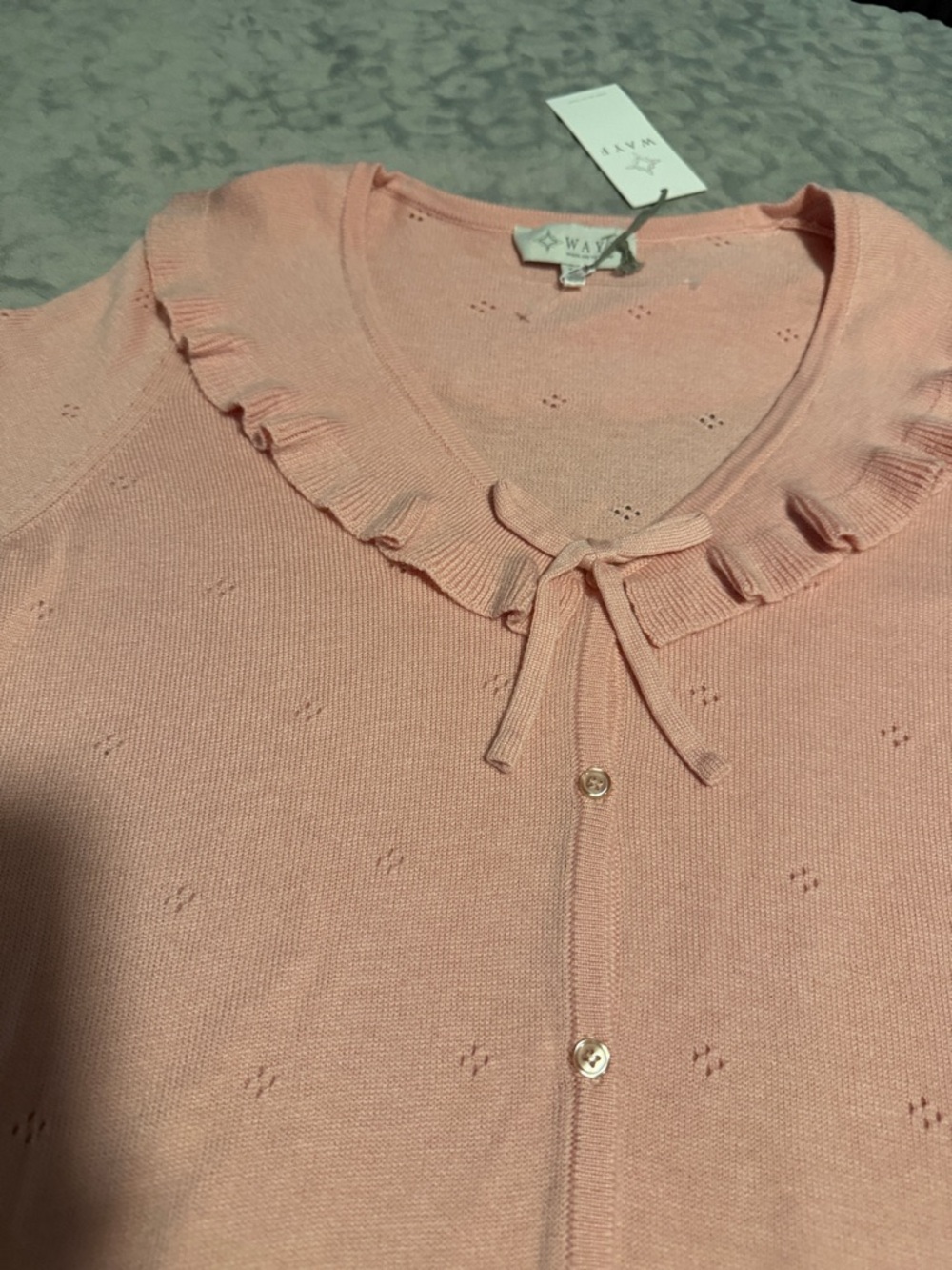 Wayf Blush Pink Ruffle-Trim Cropped Cardigan - Picture 3 of 8